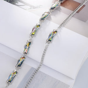 Shiny Jewellery Fashion Multi-section Geometric Square Colored Gemstone Crystal Bracelet