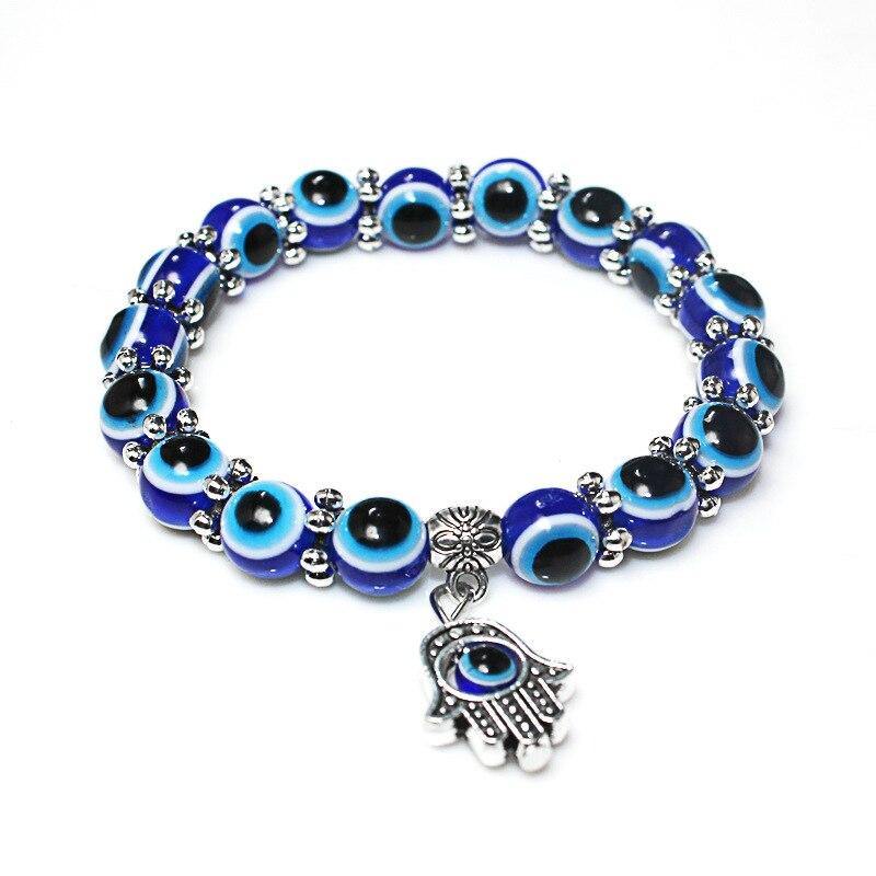 Fashion Silver Color Blue Evil Eye Hamsa Hand Fatima Palm Bracelets - Vico Rena
