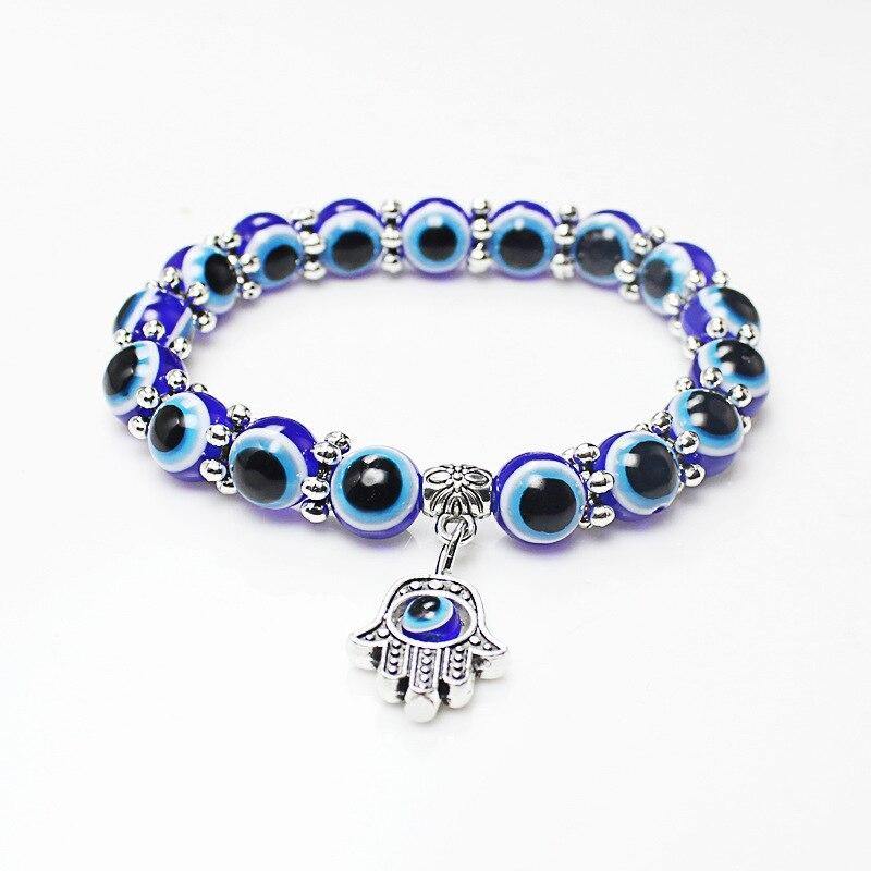 Fashion Silver Color Blue Evil Eye Hamsa Hand Fatima Palm Bracelets - Vico Rena
