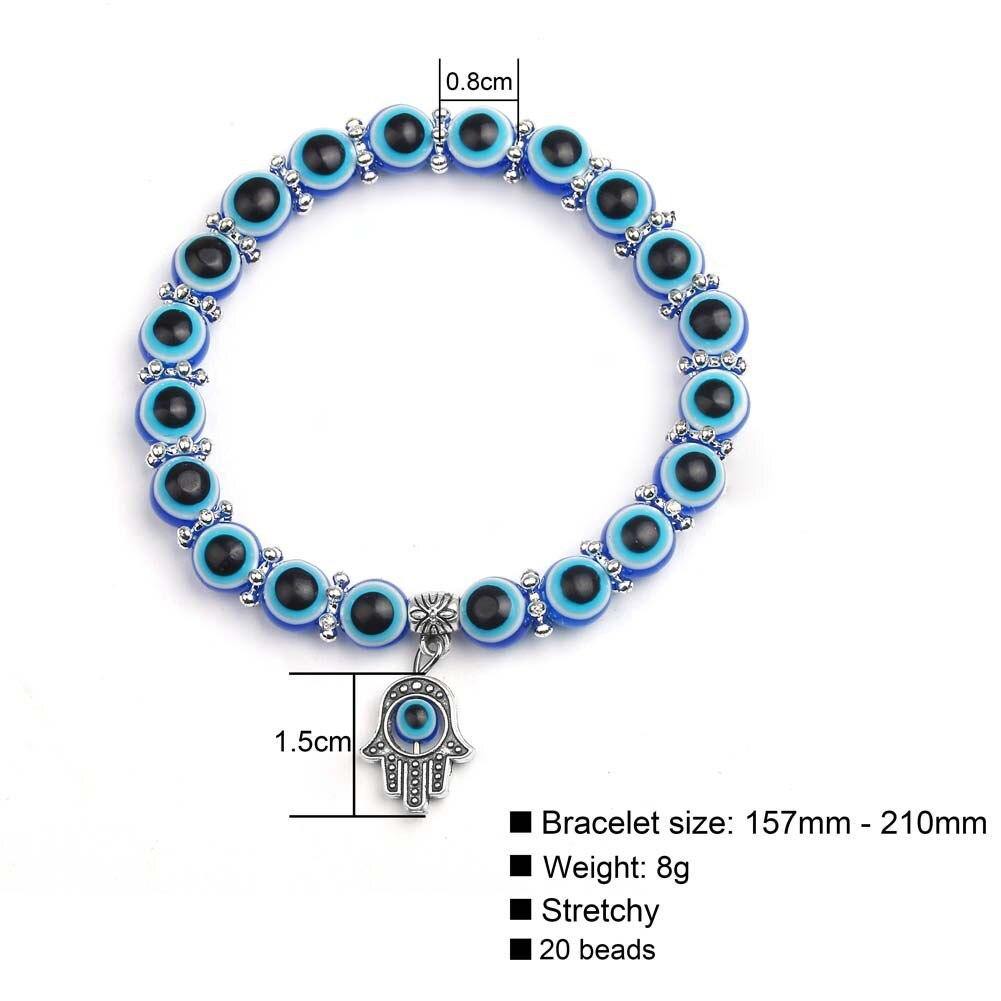 Fashion Silver Color Blue Evil Eye Hamsa Hand Fatima Palm Bracelets - Vico Rena