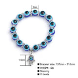Fashion Silver Color Blue Evil Eye Hamsa Hand Fatima Palm Bracelets - Vico Rena