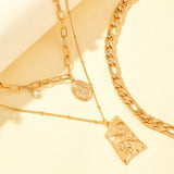 Shiny Jewellery  Hip Hop Multi-Layer Punk Necklace Stainless Steel