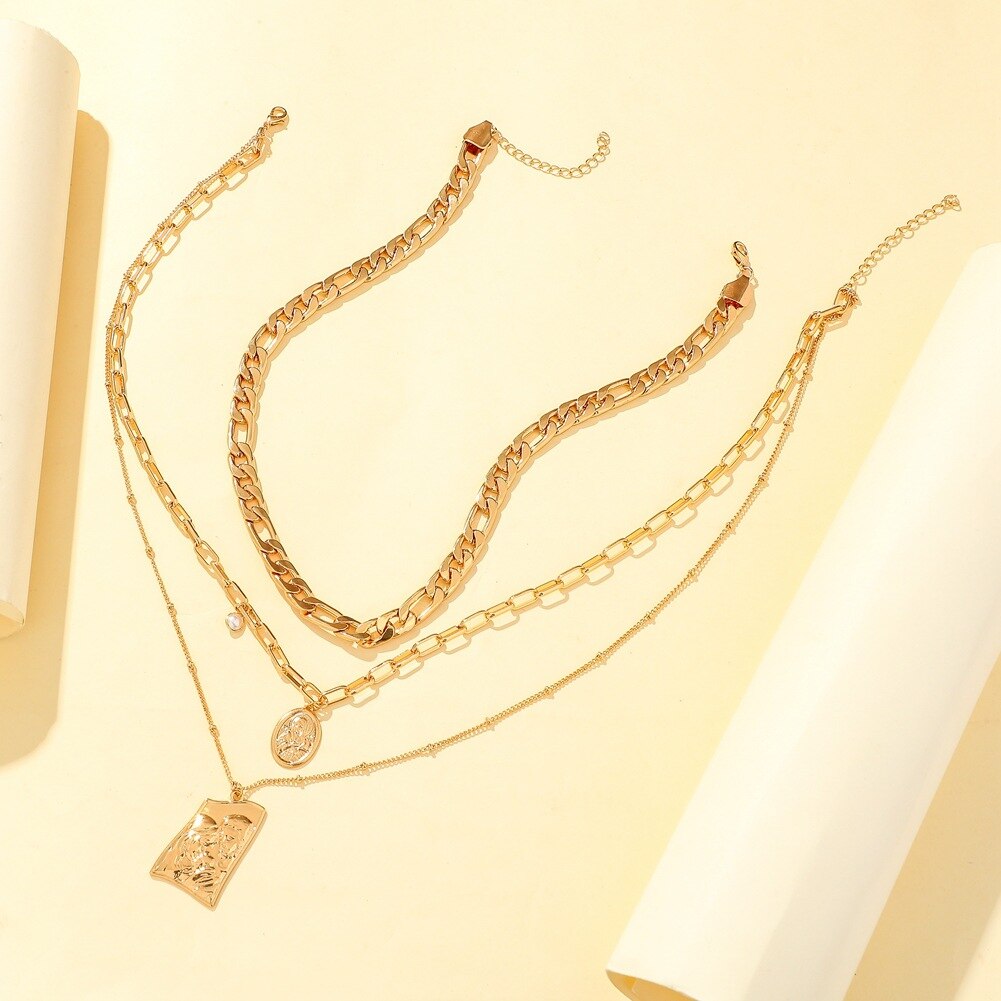 Shiny Jewellery  Hip Hop Multi-Layer Punk Necklace Stainless Steel