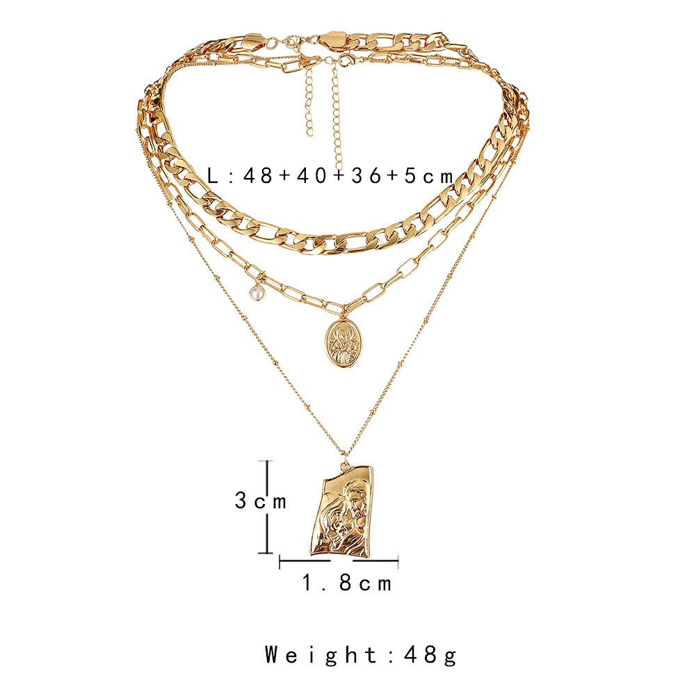 Shiny Jewellery  Hip Hop Multi-Layer Punk Necklace Stainless Steel