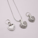 Shiny Jewellery Romantic heart shape Chain  Earrings Jewelry Necklace Sets Crystal