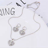 Shiny Jewellery Romantic heart shape Chain  Earrings Jewelry Necklace Sets Crystal