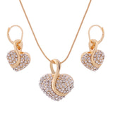 Shiny Jewellery Romantic heart shape Chain  Earrings Jewelry Necklace Sets Crystal