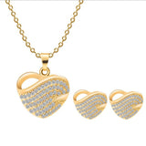 Shiny Jewellery Romantic heart shape Chain  Earrings Jewelry Necklace Sets Crystal