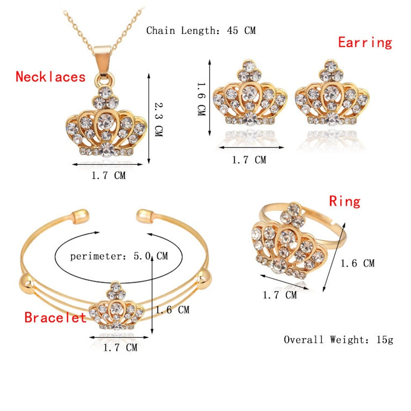 Shiny Jewellery Romantic heart shape Chain  Earrings Jewelry Necklace Sets Crystal