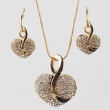 Shiny Jewellery Romantic heart shape Chain  Earrings Jewelry Necklace Sets Crystal