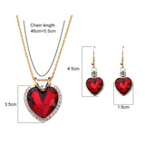 Shiny Jewellery Romantic heart shape Chain  Earrings Jewelry Necklace Sets Crystal