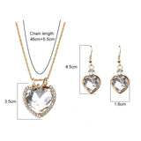 Shiny Jewellery Romantic heart shape Chain  Earrings Jewelry Necklace Sets Crystal