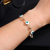 Gold Color Plated Blue Evil Eye Crystal Muslim Charm Islam Bracelets - Vico Rena