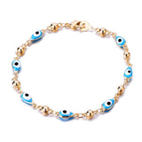 Gold Color Plated Blue Evil Eye Crystal Muslim Charm Islam Bracelets - Vico Rena
