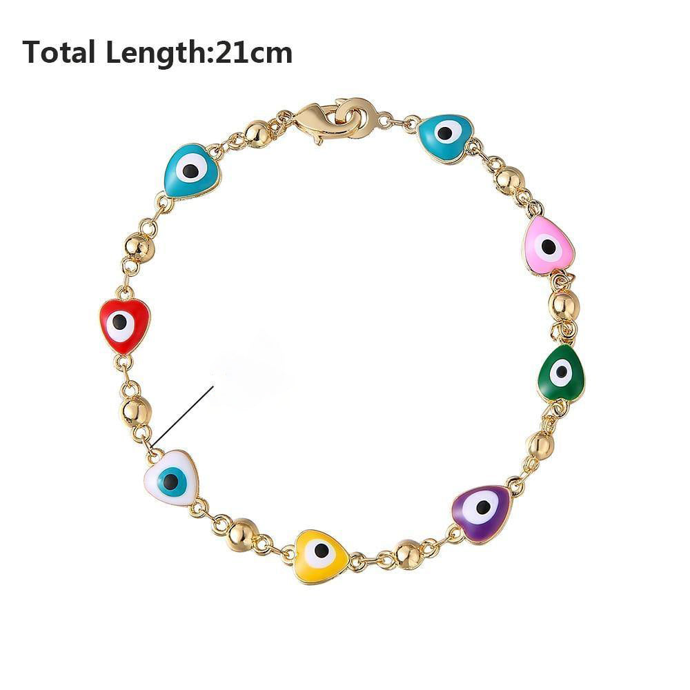 Shiny Jewellery  Plated Blue Evil Eye Bracelet Crystal Muslim Charm Islam Stainless Steel