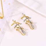 Gold Silver Color Abstract Splices Drop Earrings Fashion - Vico Rena