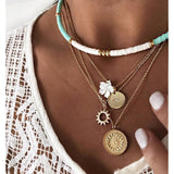 Gold color Choker Necklace for women Cross moon star eye Pendant - Vico Rena