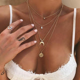 Gold color Choker Necklace for women Cross moon star eye Pendant - Vico Rena
