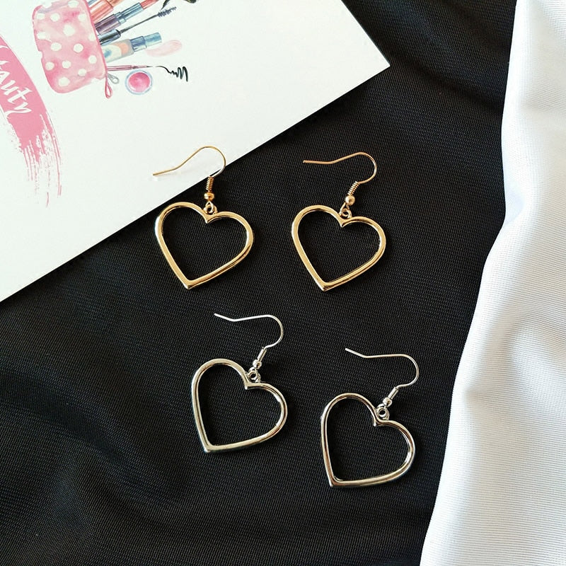 Shiny Jewellery Heart Silvery Girls Drop Shipping Long Lovely Earrings Stainless Steel