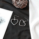Shiny Jewellery Heart Silvery Girls Drop Shipping Long Lovely Earrings Stainless Steel