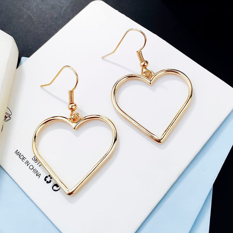 Shiny Jewellery Heart Silvery Girls Drop Shipping Long Lovely Earrings Stainless Steel