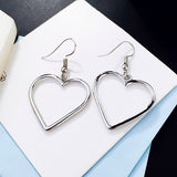 Shiny Jewellery Heart Silvery Girls Drop Shipping Long Lovely Earrings Stainless Steel