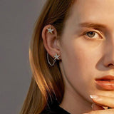 2Pcs/Set Chain Pattern Ear Clips No Piercing Gold Color - Vico Rena