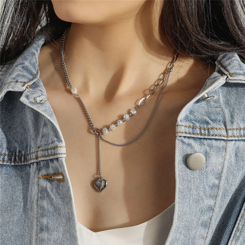 Heart Engraving Love Necklaces For Women Vintage Stainless Steel - Vico Rena