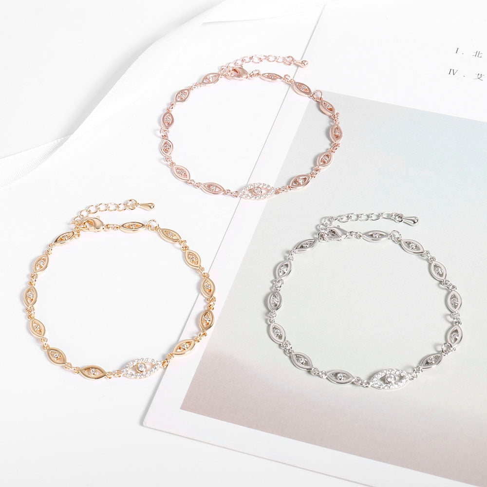 Hot Zircon Bracelets for Women Gold Silver Color Evil Eyes - Vico Rena