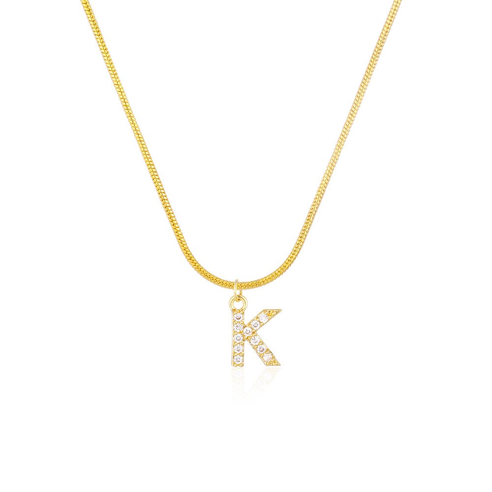Shiny Jewellery Inlaid crystal Letter Initial Necklace For Women Choker Chain