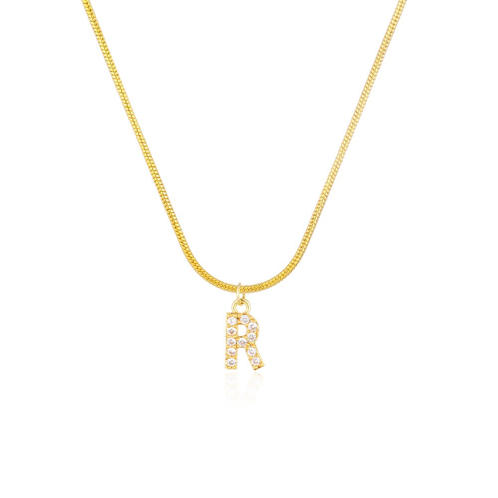 Shiny Jewellery Inlaid crystal Letter Initial Necklace For Women Choker Chain