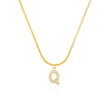 Shiny Jewellery Inlaid crystal Letter Initial Necklace For Women Choker Chain