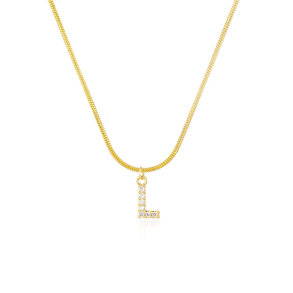 Shiny Jewellery Inlaid crystal Letter Initial Necklace For Women Choker Chain