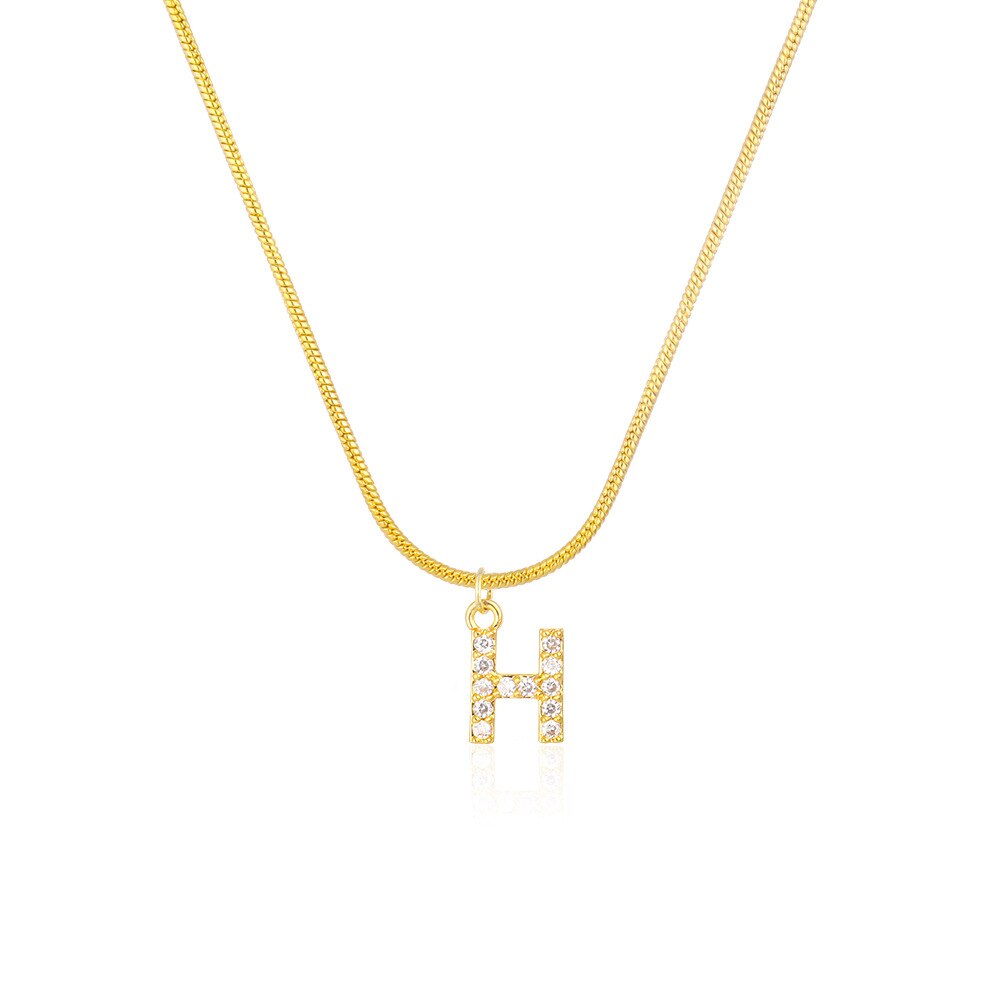 Shiny Jewellery Inlaid crystal Letter Initial Necklace For Women Choker Chain