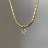 Shiny Jewellery Inlaid crystal Letter Initial Necklace For Women Choker Chain