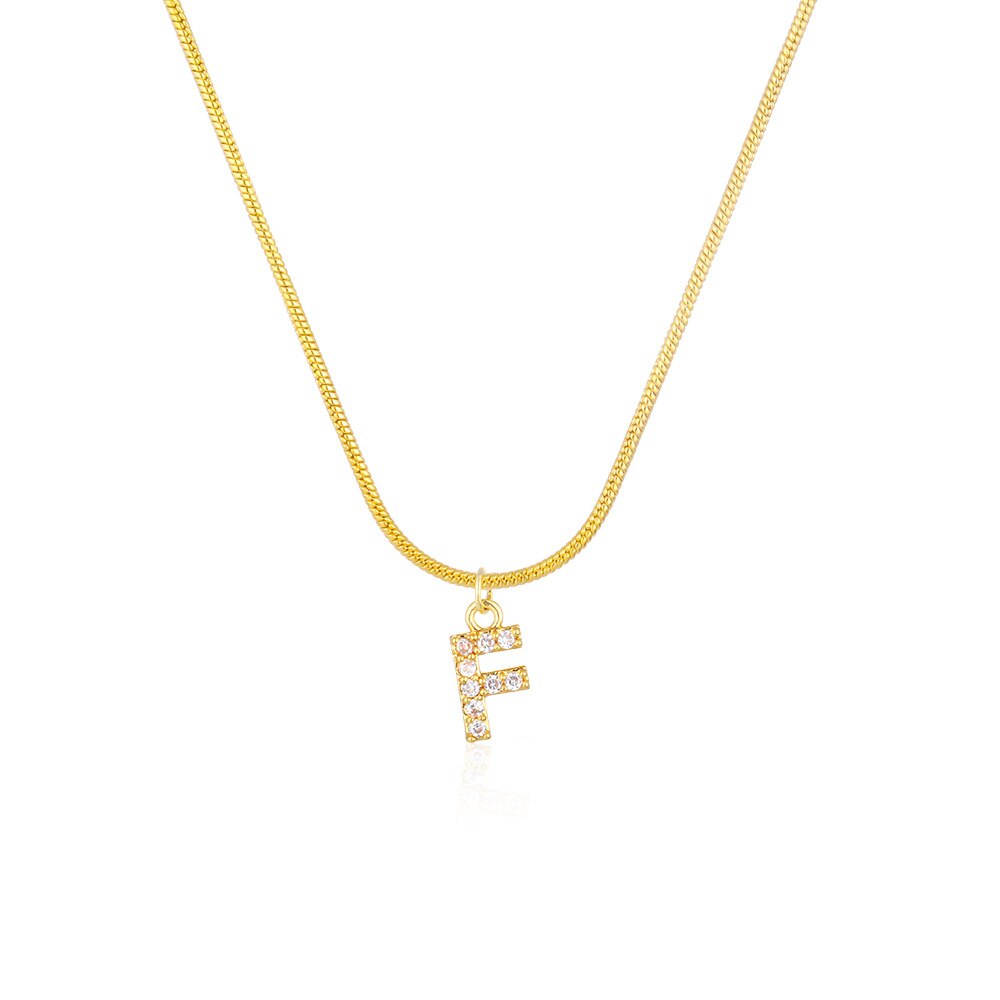 Shiny Jewellery Inlaid crystal Letter Initial Necklace For Women Choker Chain