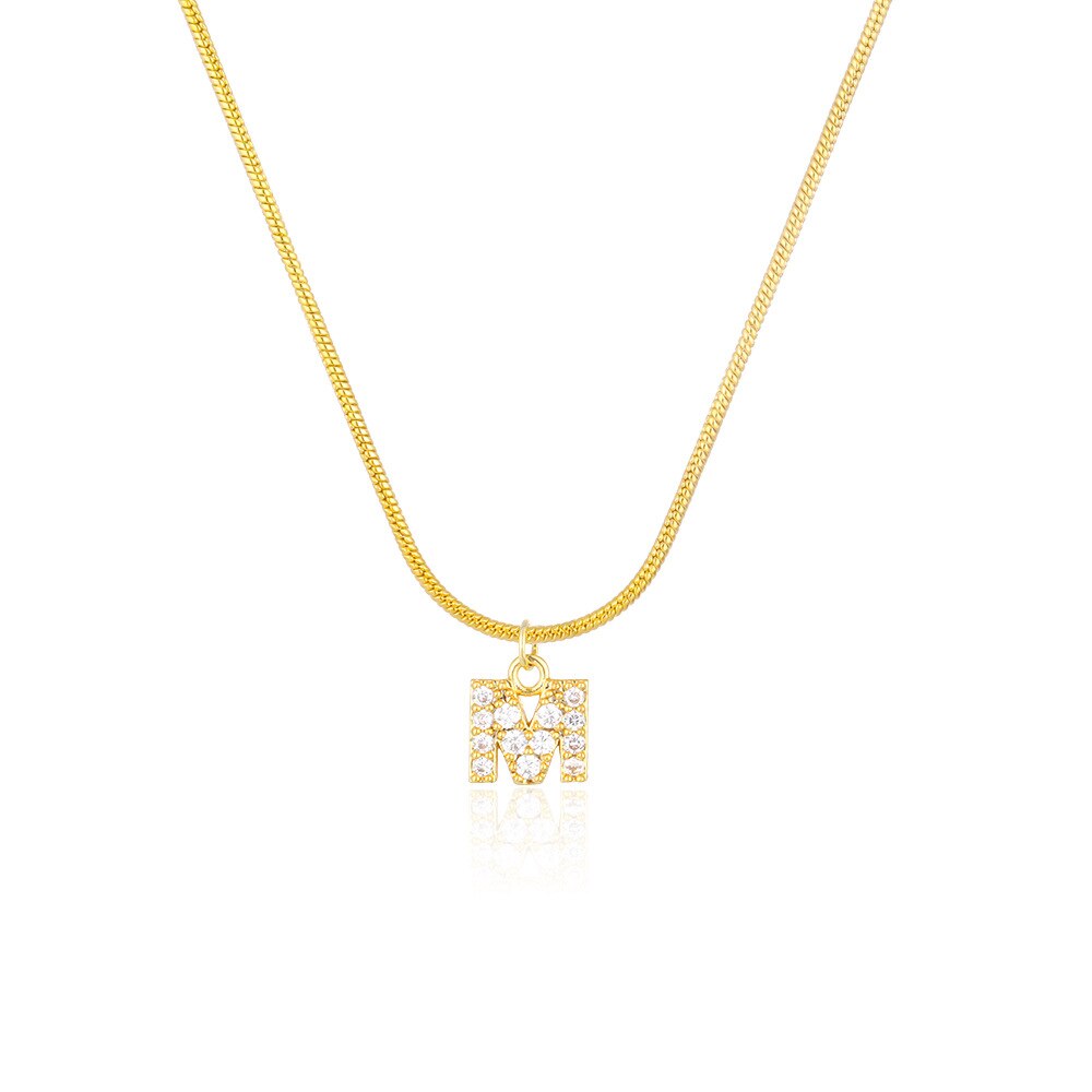 Shiny Jewellery Inlaid crystal Letter Initial Necklace For Women Choker Chain