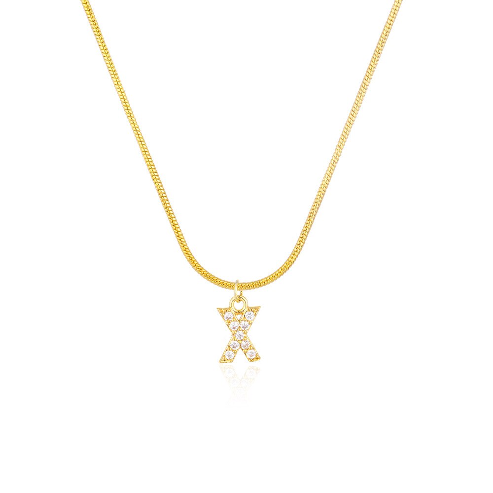 Shiny Jewellery Inlaid crystal Letter Initial Necklace For Women Choker Chain