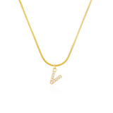 Shiny Jewellery Inlaid crystal Letter Initial Necklace For Women Choker Chain