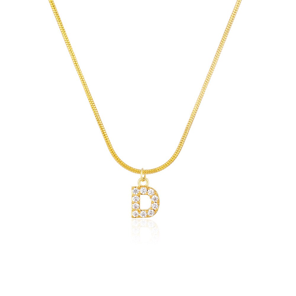 Shiny Jewellery Inlaid crystal Letter Initial Necklace For Women Choker Chain