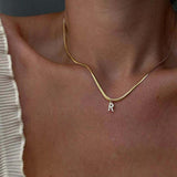Shiny Jewellery Inlaid crystal Letter Initial Necklace For Women Choker Chain
