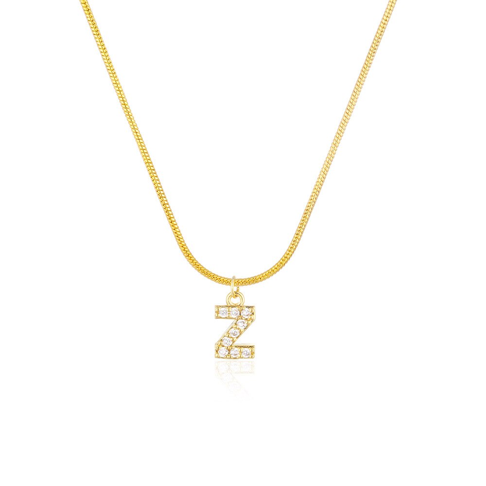 Shiny Jewellery Inlaid crystal Letter Initial Necklace For Women Choker Chain