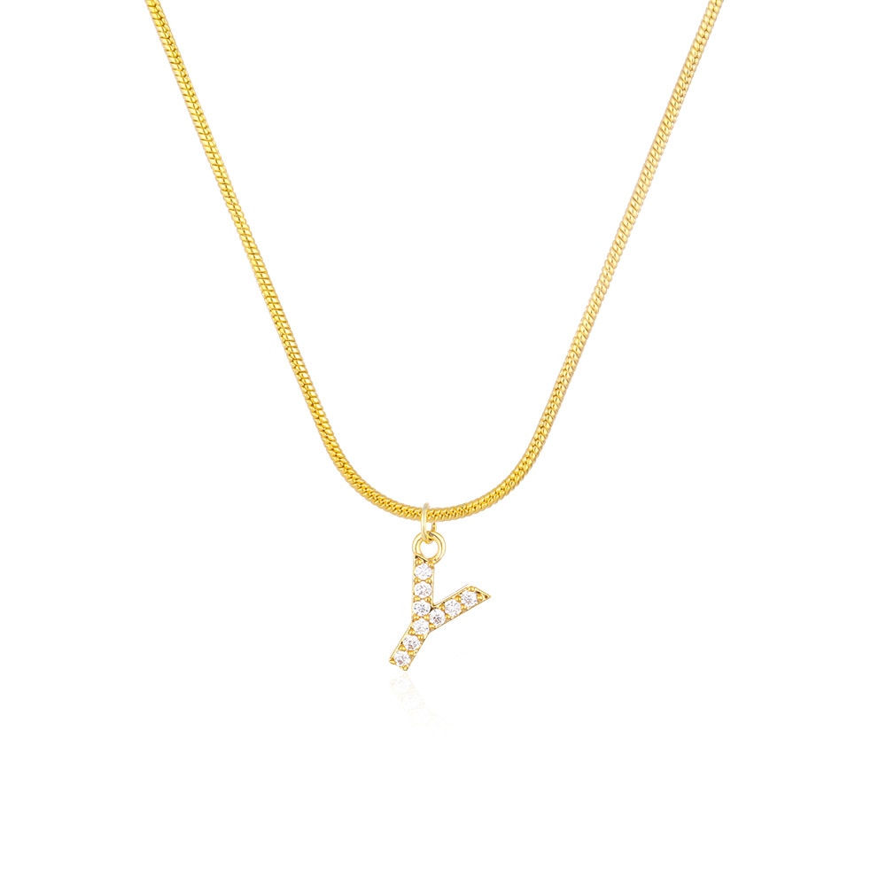 Shiny Jewellery Inlaid crystal Letter Initial Necklace For Women Choker Chain