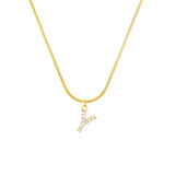 Shiny Jewellery Inlaid crystal Letter Initial Necklace For Women Choker Chain