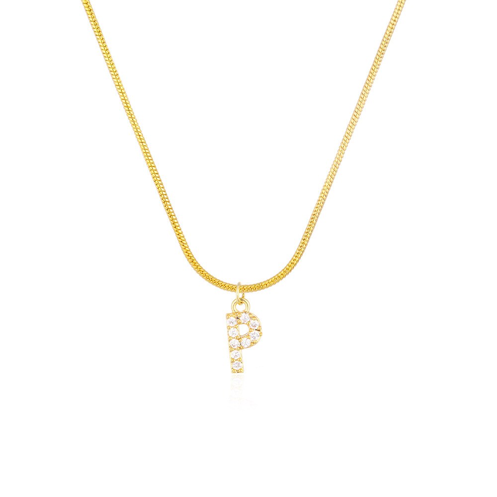 Shiny Jewellery Inlaid crystal Letter Initial Necklace For Women Choker Chain