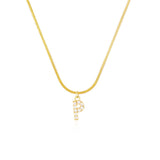 Shiny Jewellery Inlaid crystal Letter Initial Necklace For Women Choker Chain