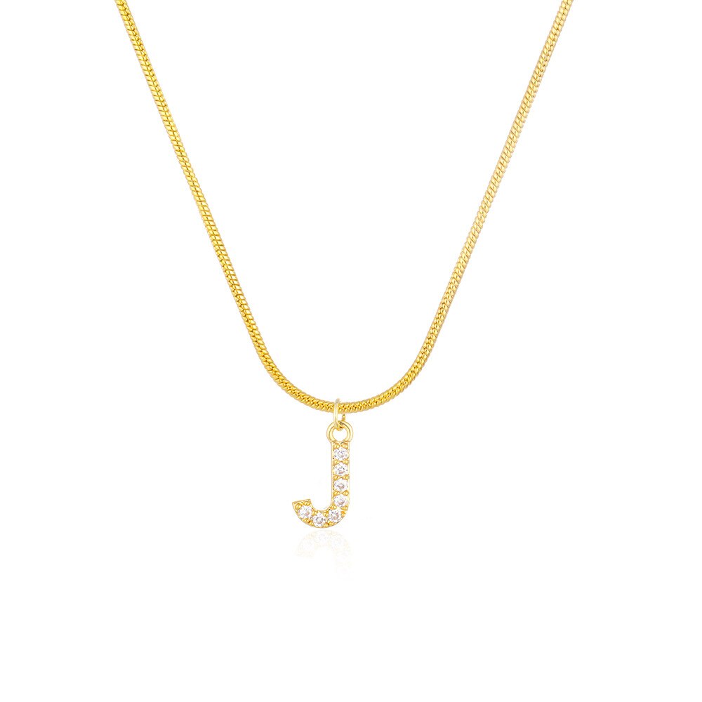 Shiny Jewellery Inlaid crystal Letter Initial Necklace For Women Choker Chain