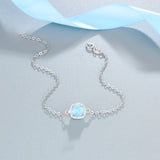 Shiny Jewellery 925 Sterling Silver Square Created Blue Opal Bracelets