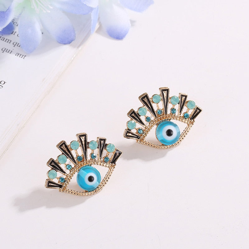 Shiny Jewellery Evil Eyes Earring Stud For Women Cubic Zircon Alloy Shiny