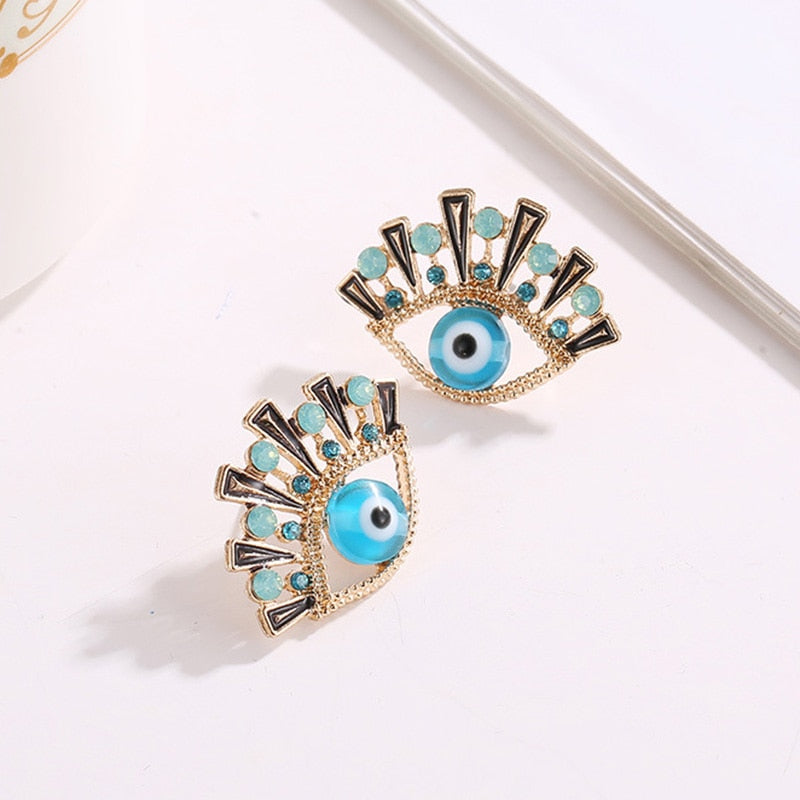 Shiny Jewellery Evil Eyes Earring Stud For Women Cubic Zircon Alloy Shiny